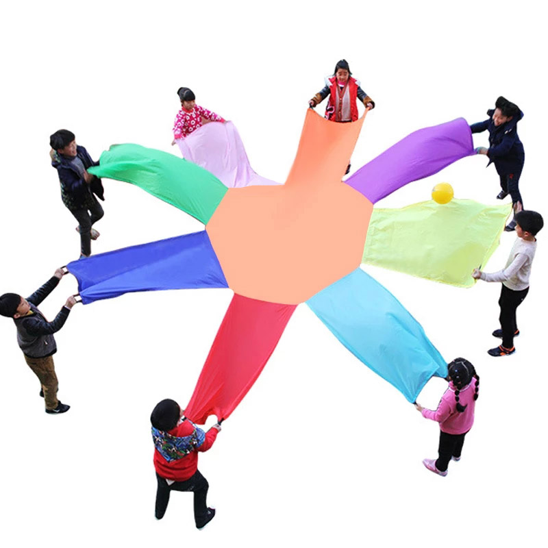Kids Outdoor Umbrella - Outdoor-Spielspielzeug für Kinder, großer Regenbogen-Fallschirm, körperliches