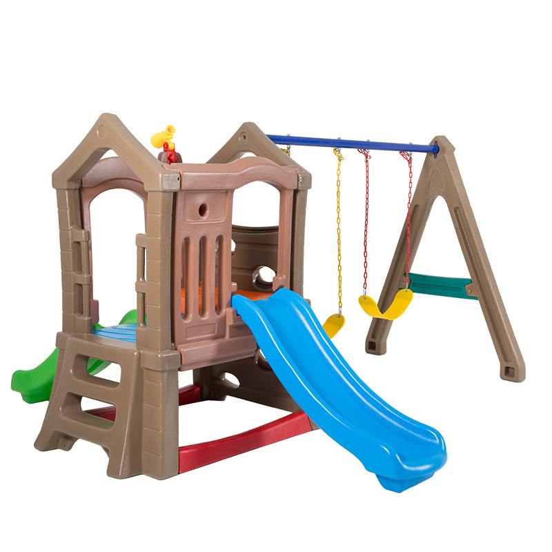 Kids Outdoor Swing Set With Slide - Hochwertige Kinder Indoor/Outdoor Kunststoff Doppelrutsche Spielplatz