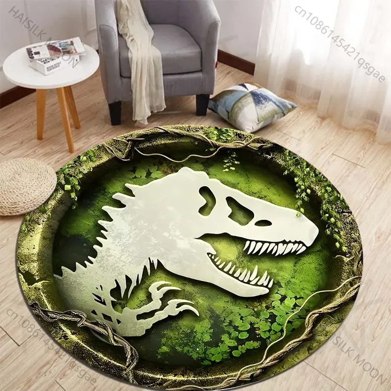 Kids Outdoor Mat Waterproof - HD 3D-Dinosaurier-Druck, runde Teppiche für Schlafzimmer,