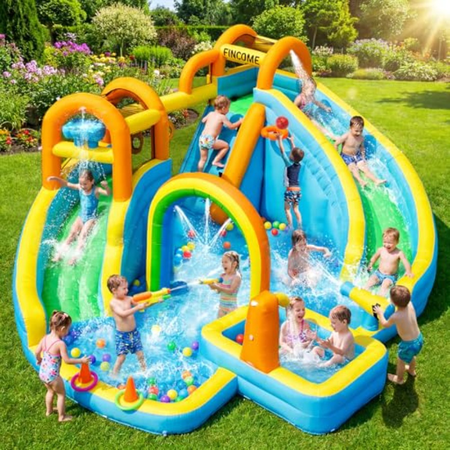 Kids Outdoor Water Park - Aufblasbarer Wasserrutschenpark für Kinder im Garten: