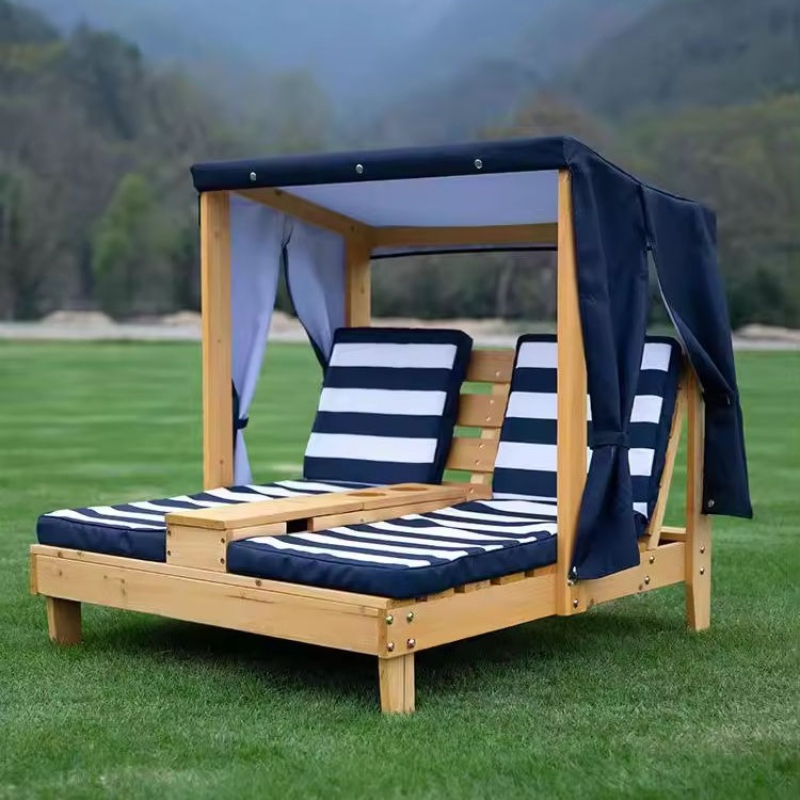 Kids Outdoor Lounge Furniture - Moderne Kinder-Gartenmöbel, Tagesbett, Holz-Chaise für den