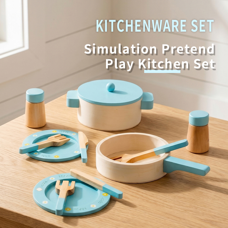 Kids Outdoor Mud Kitchen Accessories - Holzküchen-Spielset für Kinder, Spielzeug-Küche mit Töpfen,