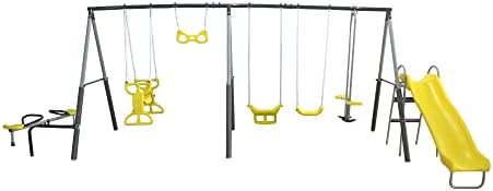 Kids Outdoor Swing Set With Slide - Sun Playground Metall-A-FE-Schaukelset für Kinder mit