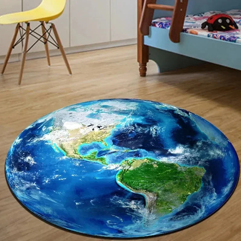 Kids Outdoor Mat Waterproof - VIKAMA 3D Realistischer Erd-Kunstteppich, Blauer Planeten-Druck