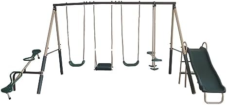 Kids Outdoor Swing Set With Slide - Outdoor-Spielset für Kinder aus Metall mit