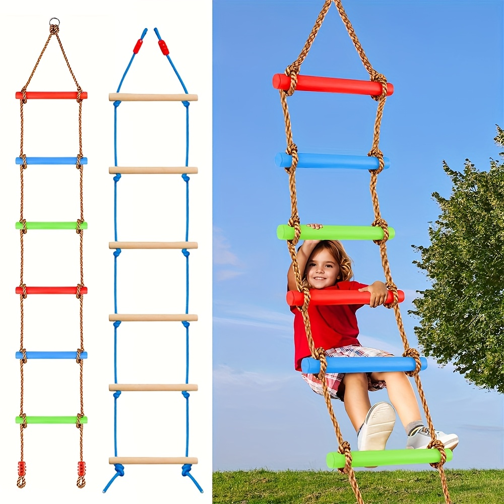Kids Outdoor Climbing Structure - 1 Stück Bunte Kinder-Kletterleiter mit Schaukel,