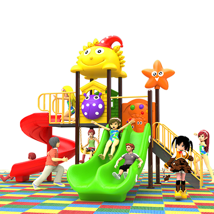 Kids Outdoor Swing Set With Slide - Große Outdoor-Vergnügungsausrüstung für Kinder, Metall-Kunststoff-Rutschen, Spielhaus,