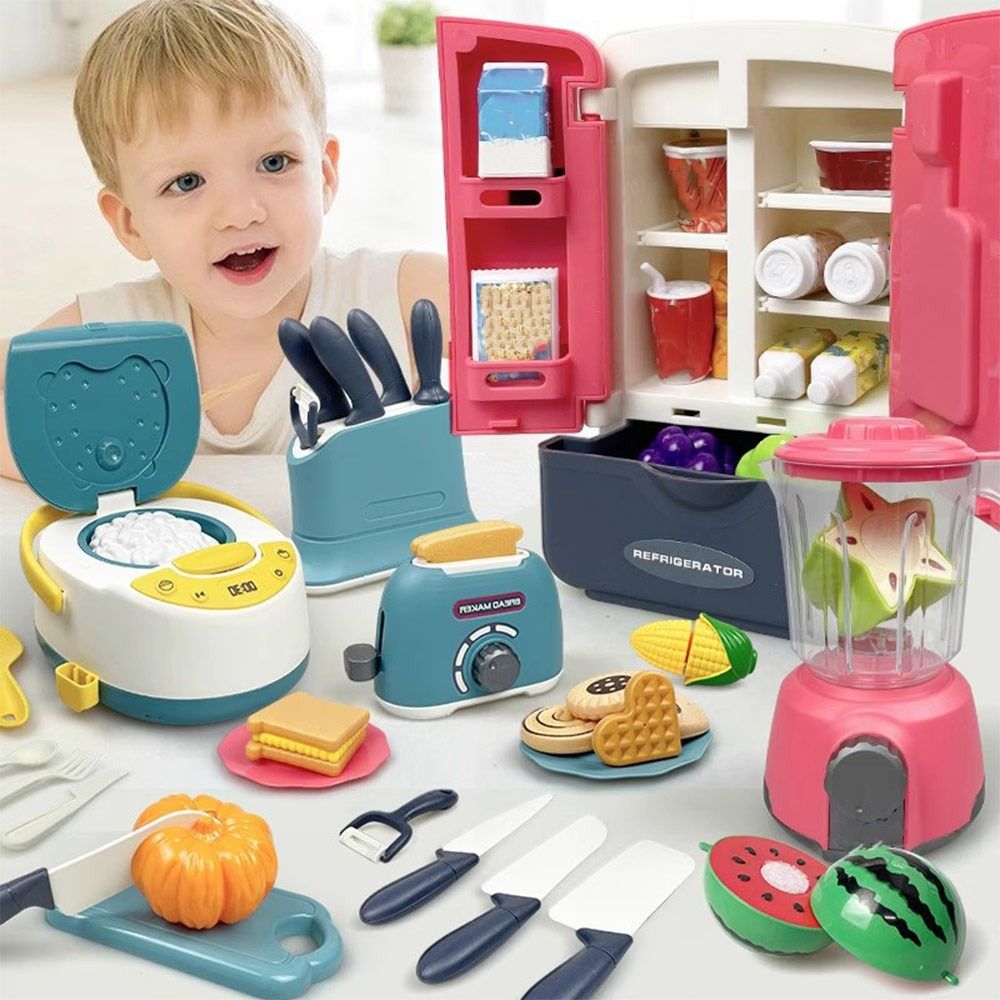 Kids Outdoor Mud Kitchen Accessories - Lustiges Mehrfarbiges Kochspielset Plastik-Mikrowelle Backspielset Gasherd-Simulationsdesign
