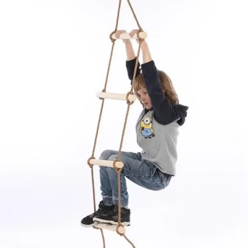Kids Outdoor Climber - Kinder-Kletterseil-Leiter aus Holz Kinderschaukel für Drinnen