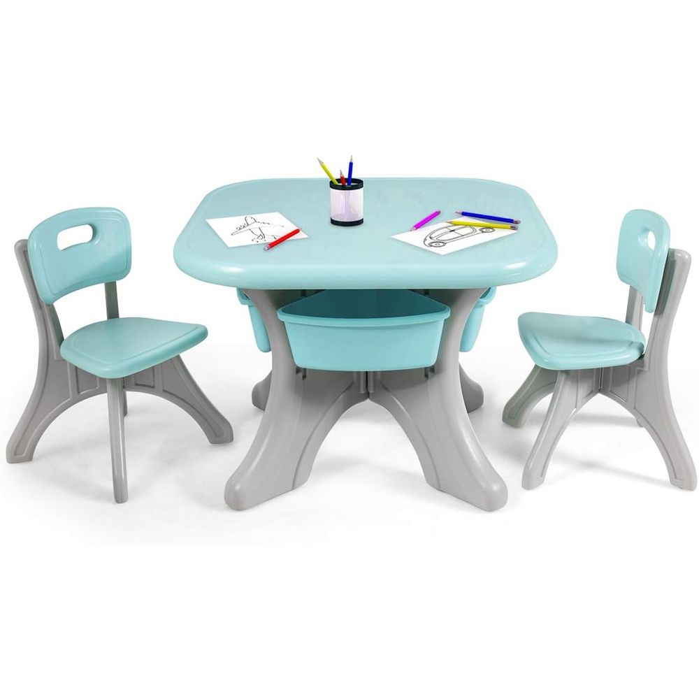 Kids Outdoor Table And Chair Set - Kindertisch und -stühle, 3-teiliges Aktivitätstisch-Set mit