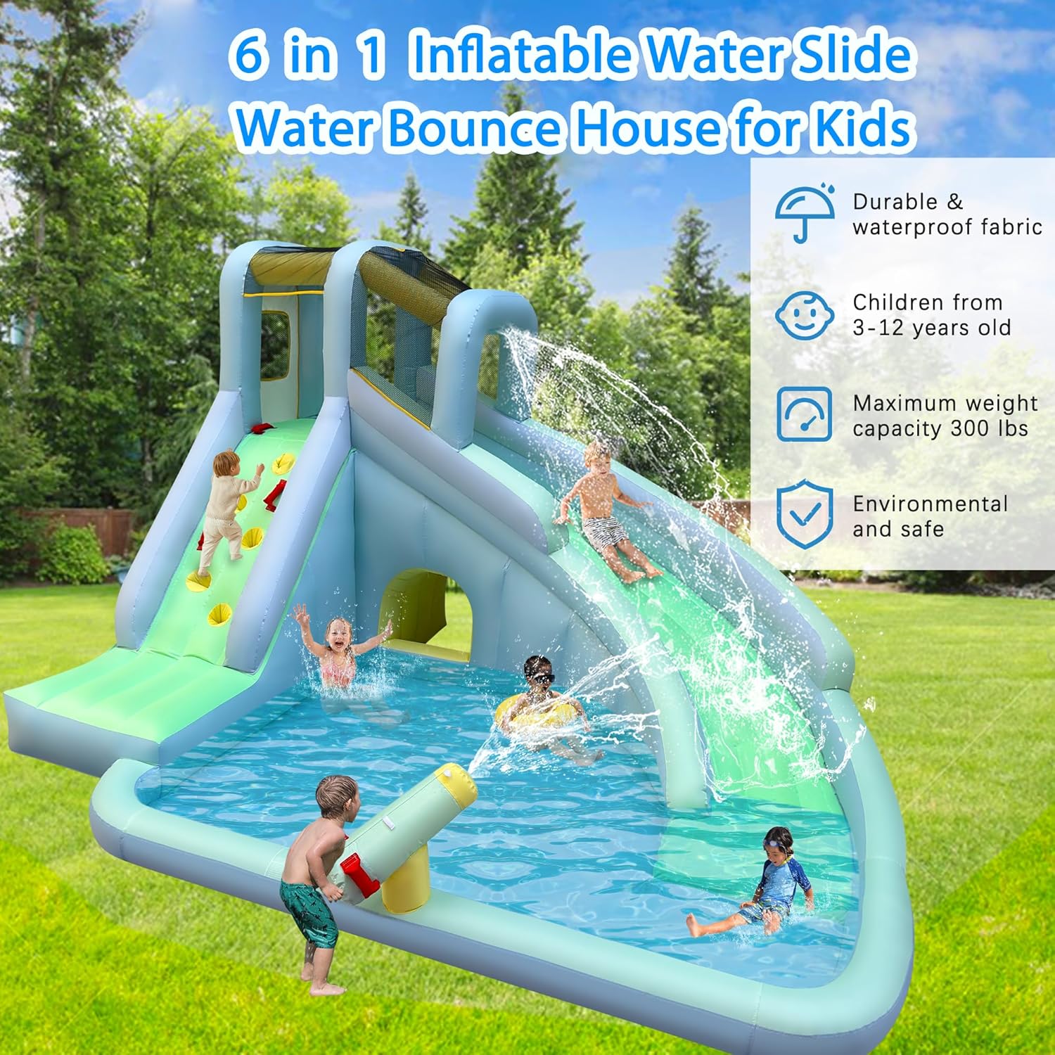 6-in-1 Aufblasbares Kinder-Hüp – Kids Outdoor Water Park Bewertung und Preis