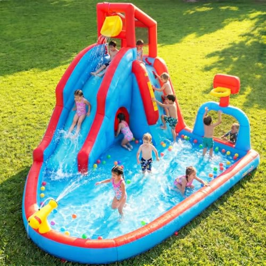 Aufblasbare Wasserrutsche mit  – Kids Outdoor Water Park Bewertung und Preis