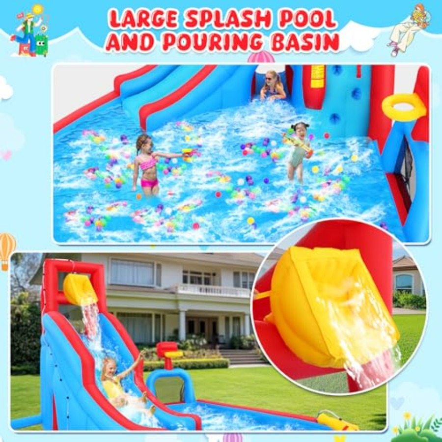 Aufblasbare Wasserrutsche mit  – Kids Outdoor Water Park Bewertung und Preis