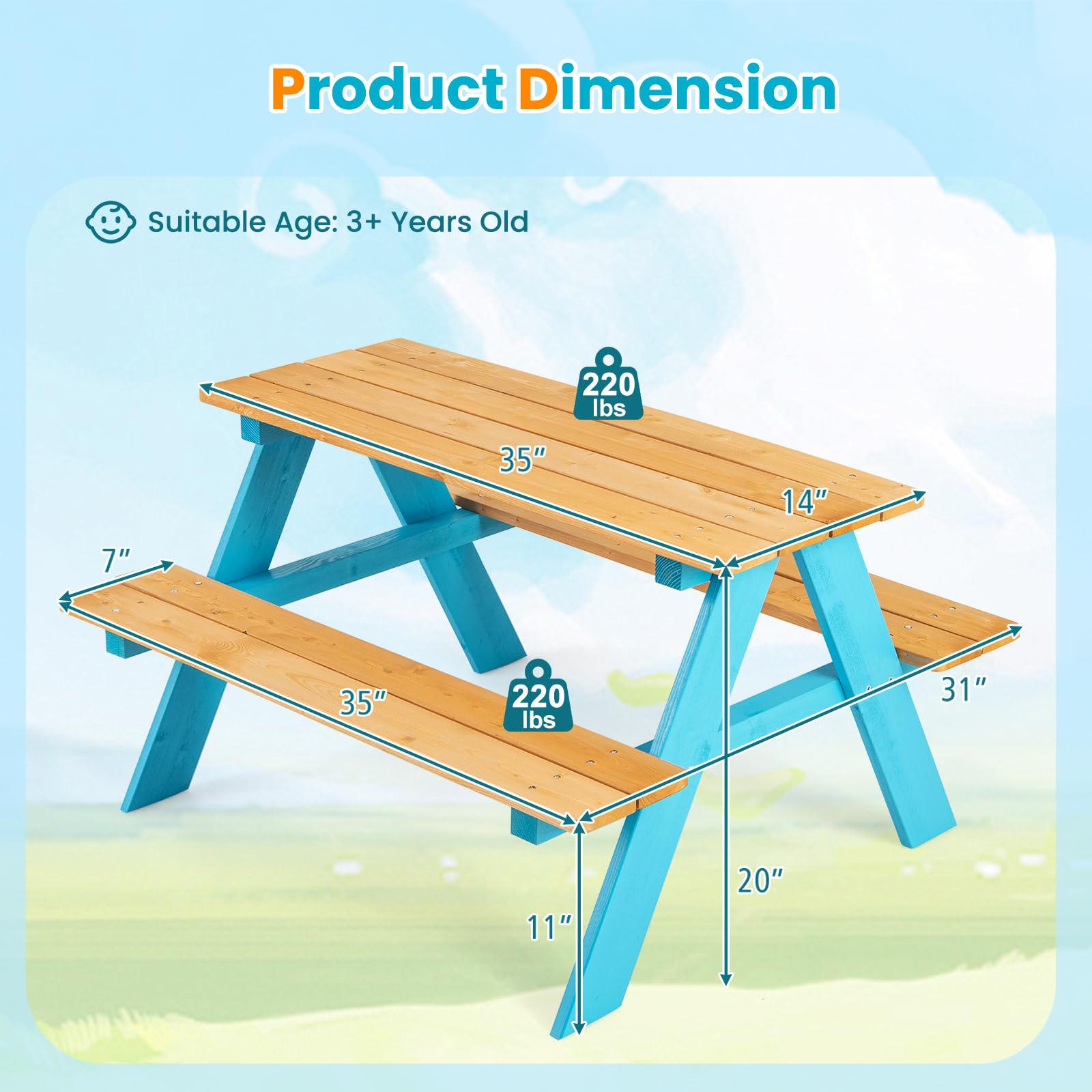 Z-CREAT Kinder-Picknicktisch-  – Kids Outdoor Table And Chair Set Bewertung und Preis