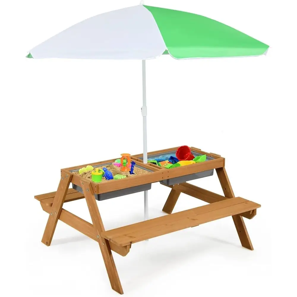 4-in-1 Holz-Sand- und Wasserti – Kids Outdoor Umbrella Bewertung und Preis