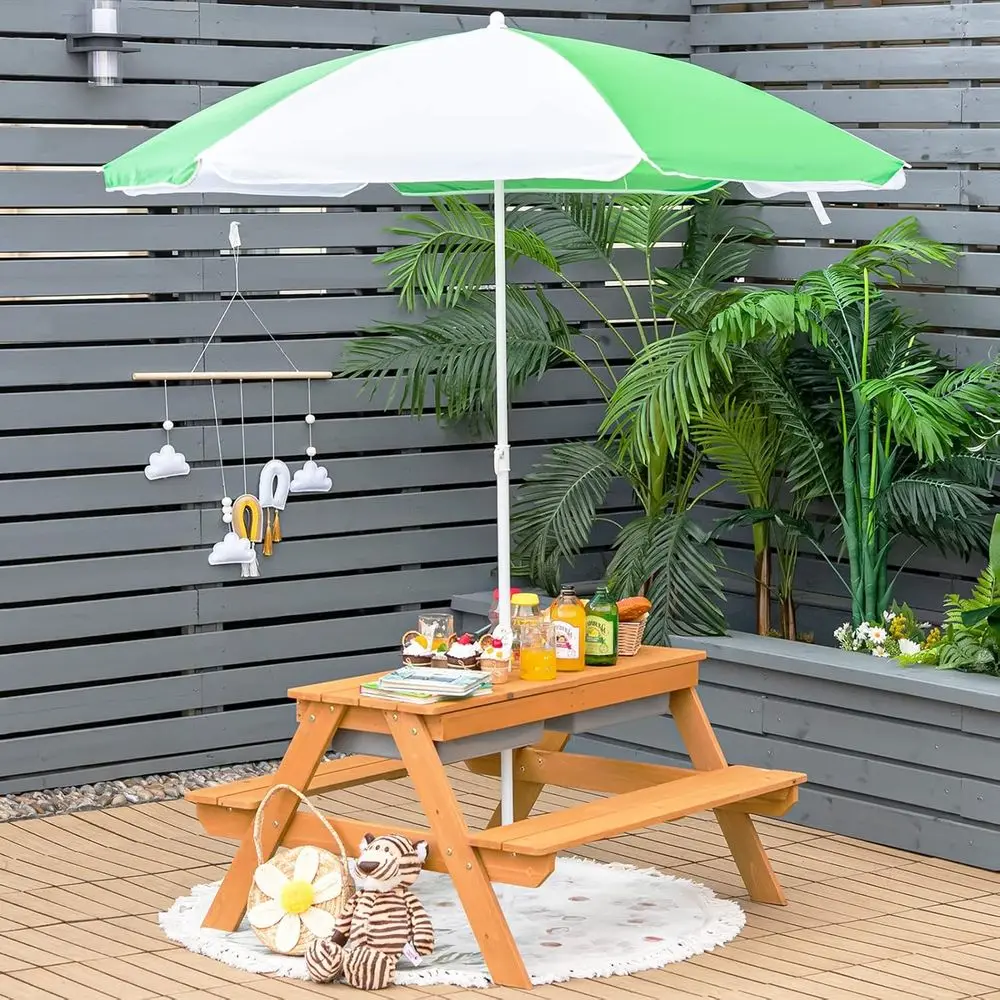 4-in-1 Holz-Sand- und Wasserti – Kids Outdoor Umbrella Bewertung und Preis