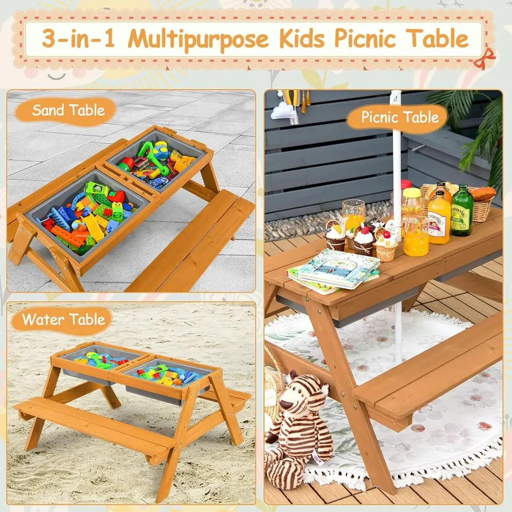 4-in-1 Holz-Sand- und Wasserti – Kids Outdoor Umbrella Bewertung und Preis