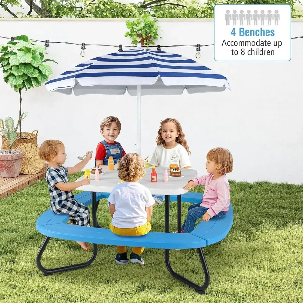 8-Personen Kinder-Picknicktisc – Kids Outdoor Umbrella Bewertung und Preis