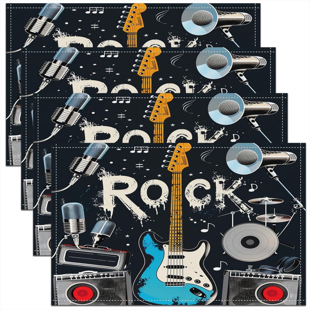 Rockmusik-Tischsets, 4er-Set,  – Kids Outdoor Music Bewertung und Preis