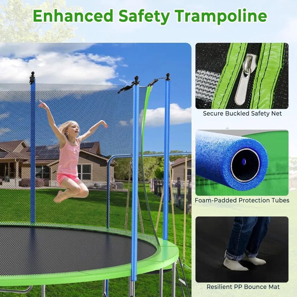 US-Versand 12-14FT Trampolin-S – Kids Outdoor Swing Set With Slide Bewertung und Preis