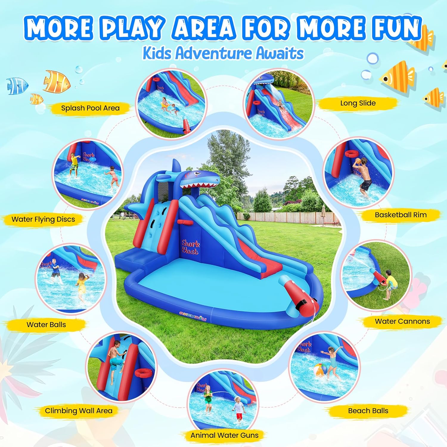 Hai-Themen Aufblasbarer Wasser – Kids Outdoor Water Park Bewertung und Preis