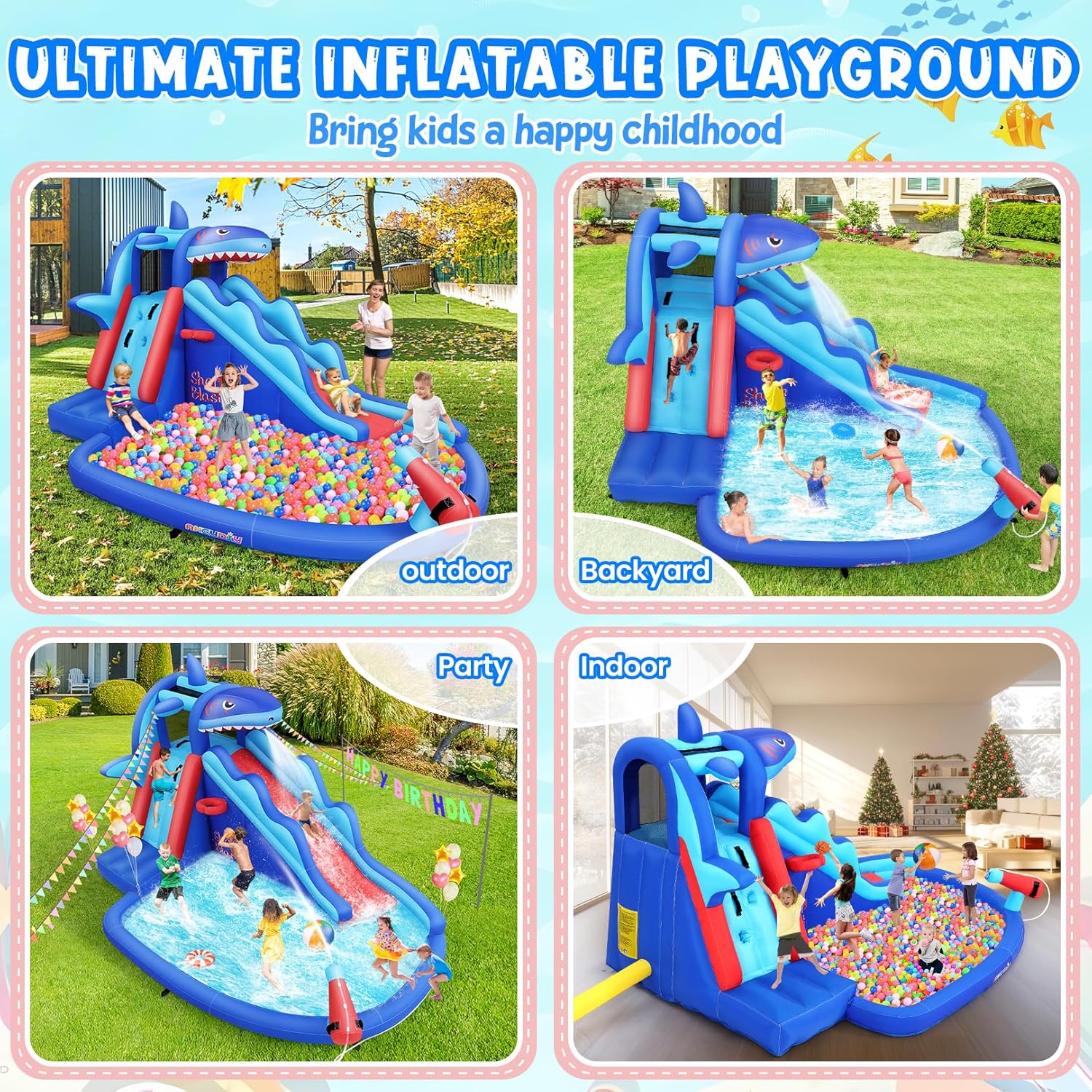 Hai-Themen Aufblasbarer Wasser – Kids Outdoor Water Park Bewertung und Preis