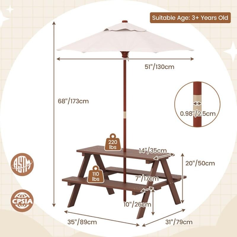 Outdoor 4-Sitzer Kinder-Pickni – Kids Outdoor Umbrella Bewertung und Preis