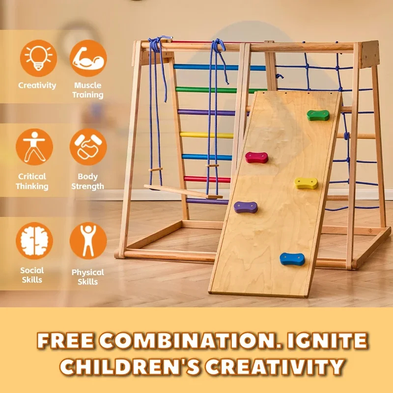 Holz-Klettergerüst für Innenrä – Kids Outdoor Climbing Structure Bewertung und Preis