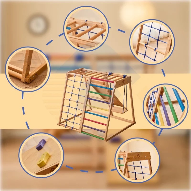 Holz-Klettergerüst für Innenrä – Kids Outdoor Climbing Structure Bewertung und Preis
