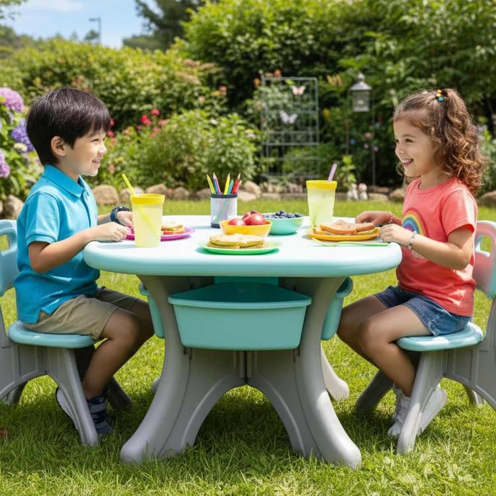 Kindertisch und -stühle, 3-tei – Kids Outdoor Table And Chair Set Bewertung und Preis
